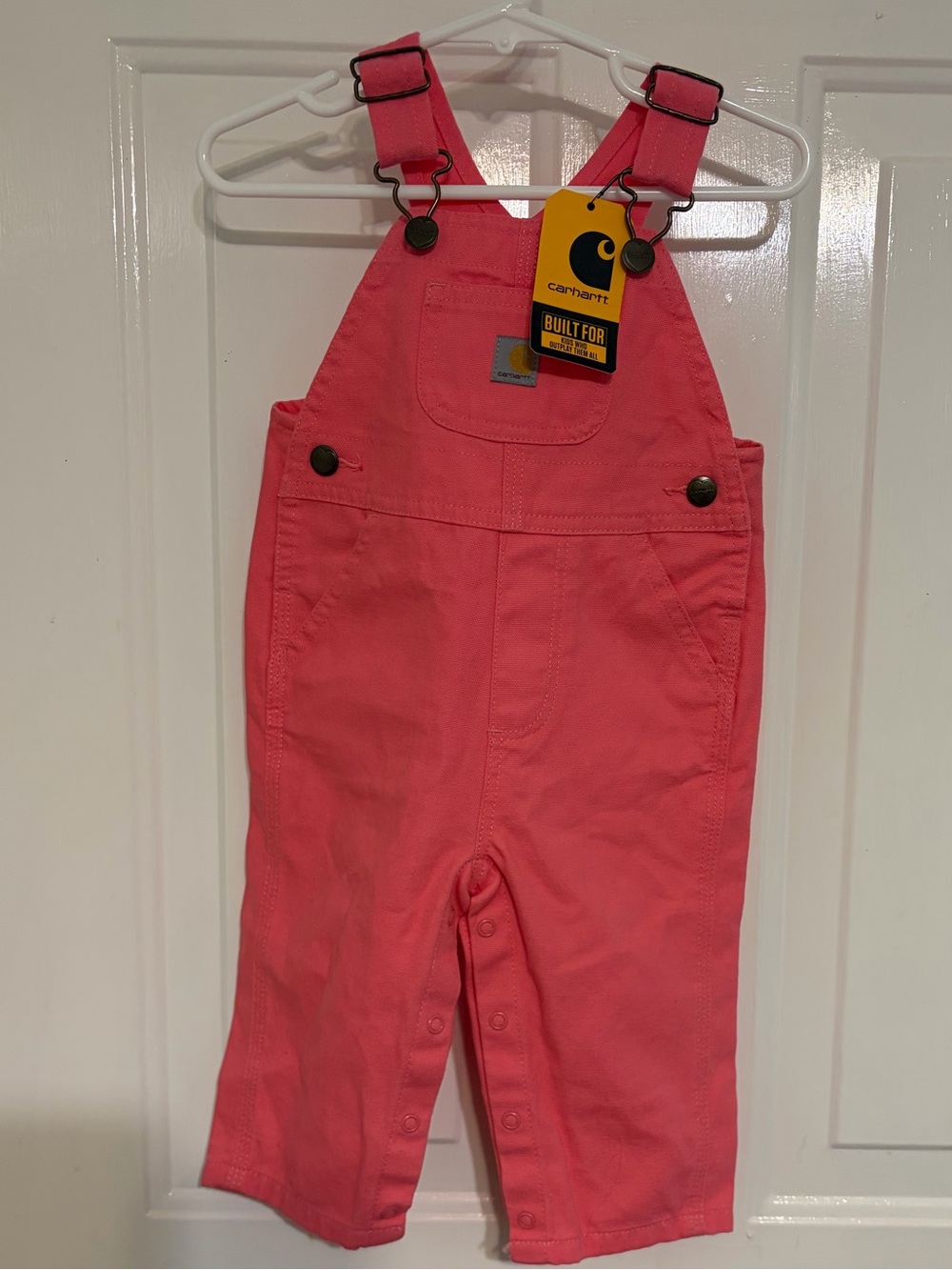 Carhartt Stunning 100% Bright Pink Baby Overalls Size 9 Months, New with Tags
